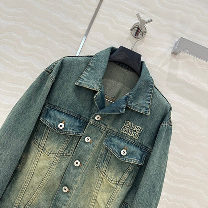 Miu Miu 25 Denim Sickle Jacket Blue Cotton