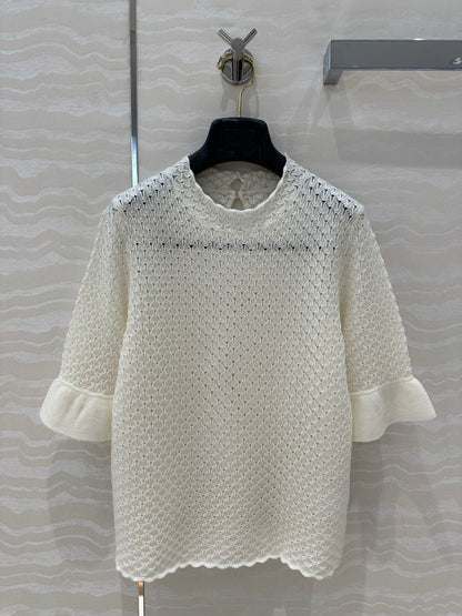 Celine 25 Hollow T-shirt White Wool