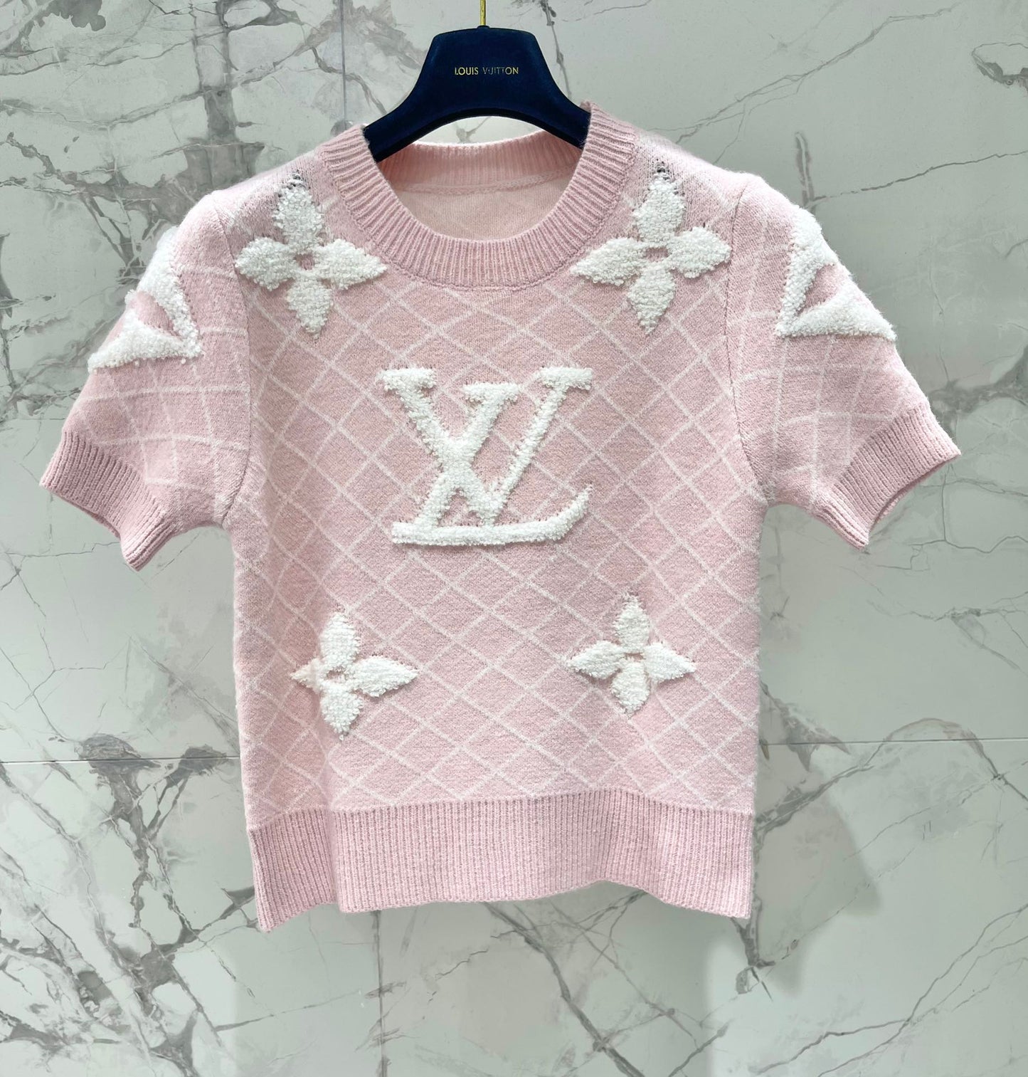LV Flower T Shirt Pink Polyamide Wool