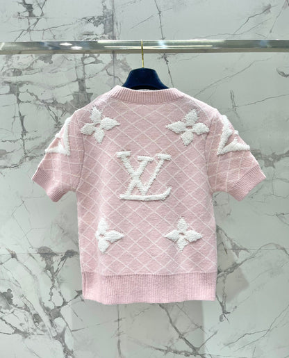 LV Flower T Shirt Pink Polyamide Wool
