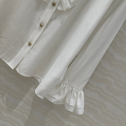CC Lace Shirt In White Cotton And Silk