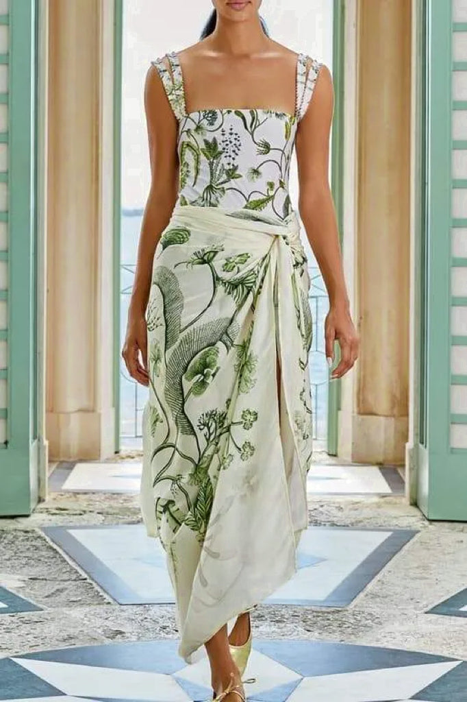 Conjunto de baño de dos piezas con estampado de plantas Amelia 