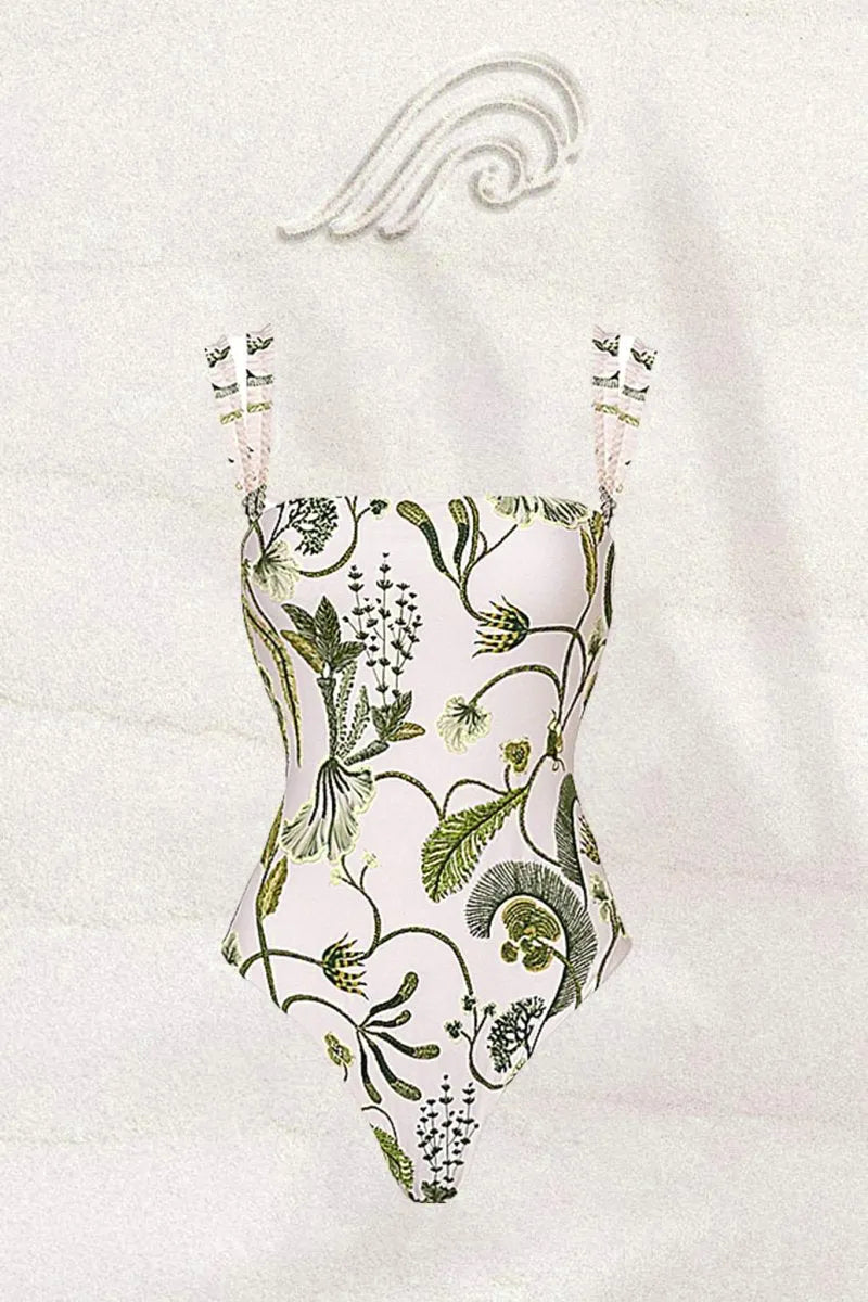 Conjunto de baño de dos piezas con estampado de plantas Amelia 
