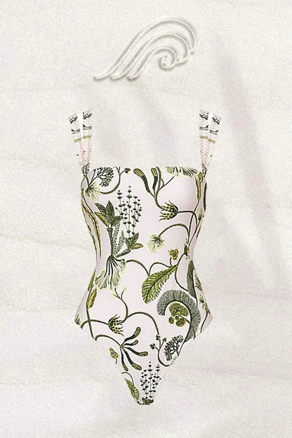 Conjunto de baño de dos piezas con estampado de plantas Amelia 