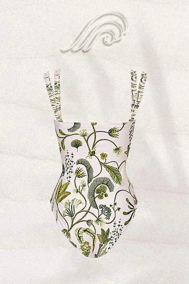 Conjunto de baño de dos piezas con estampado de plantas Amelia 