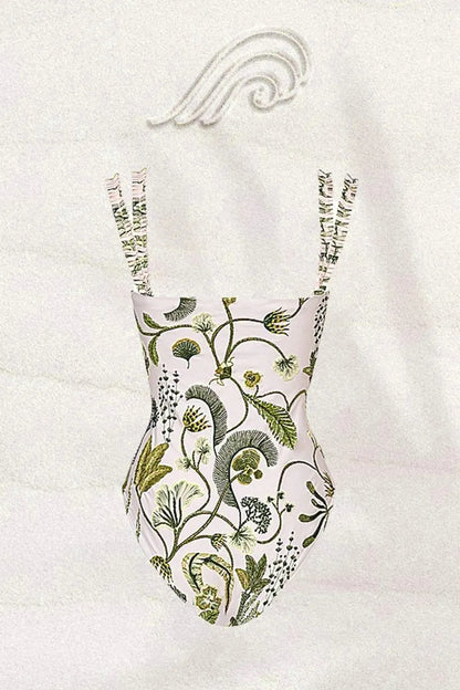 Conjunto de baño de dos piezas con estampado de plantas Amelia 