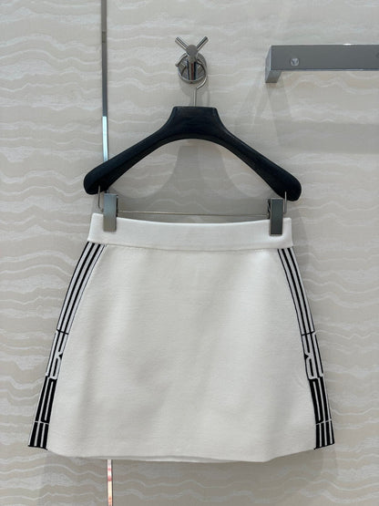 CD Short Skirt White Viscose Polyamide