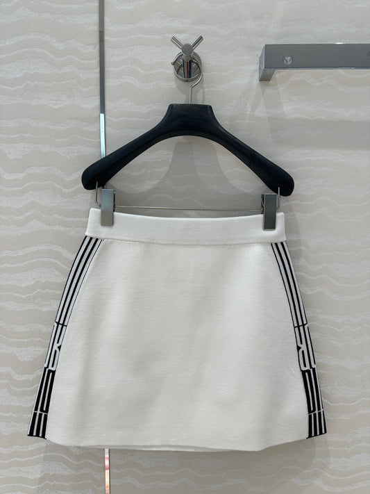 CD Short Skirt White Viscose Polyamide