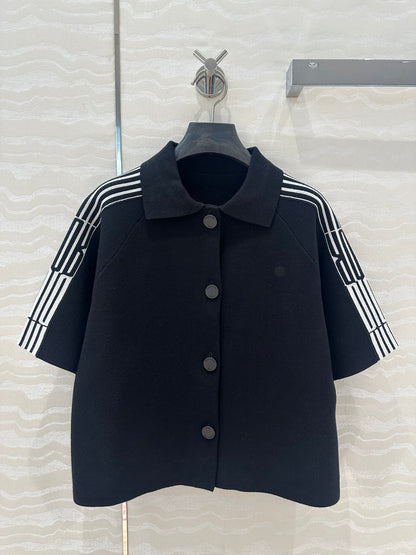 CD Short-Sleeved Cardigan Jacket Black Viscose Polyamide