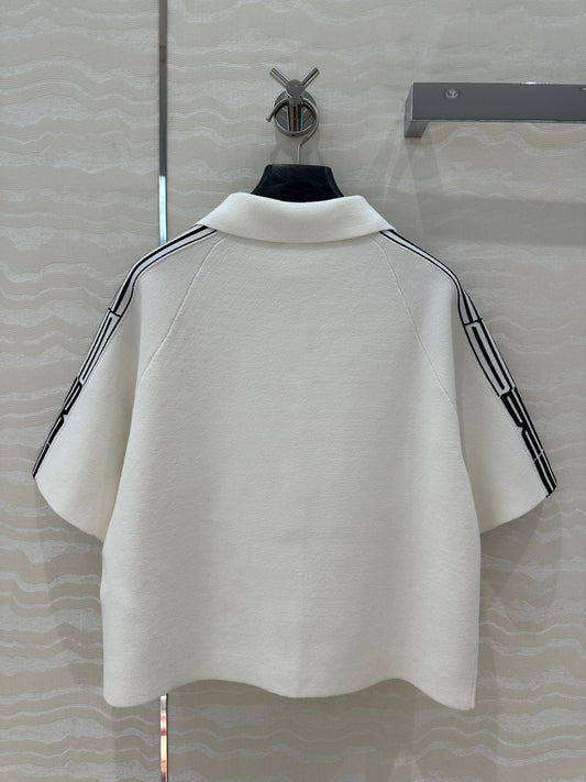 CD Short-Sleeved Cardigan Jacket White Viscose Polyamide