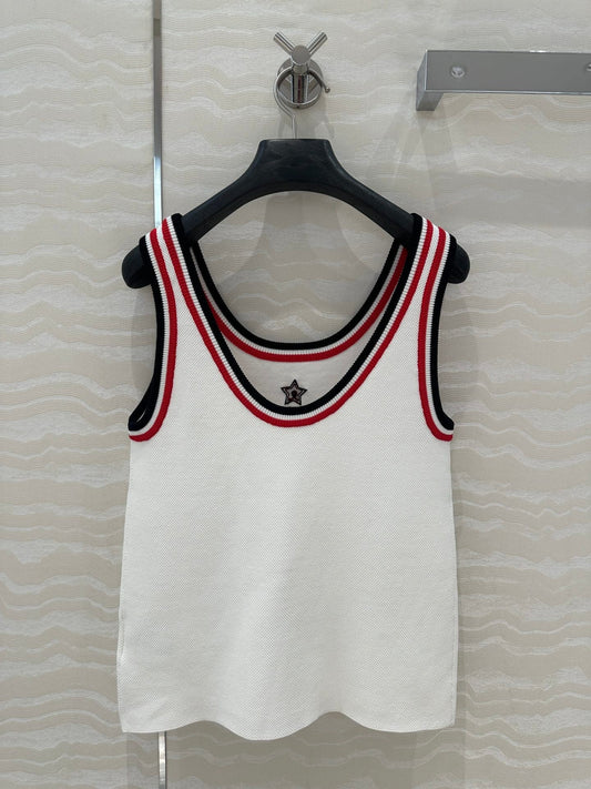 CD Tank Top White Rayon Polyester