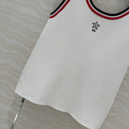 CD Tank Top White Rayon Polyester