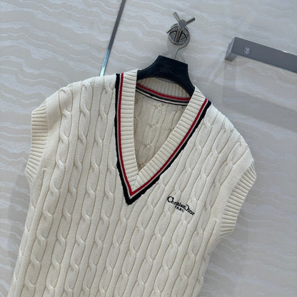 CD Knitted Vest White Cotton