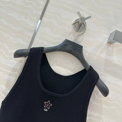 CD Sport Knitted Top Vest Black Linen Silk