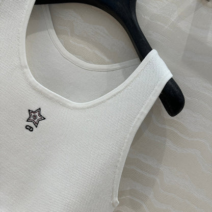 CD Sport Knitted Top Vest White Linen Silk