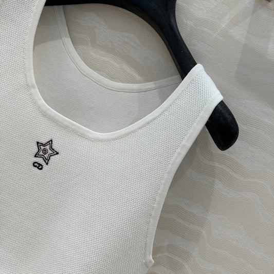 CD Sport Knitted Top Vest White Linen Silk