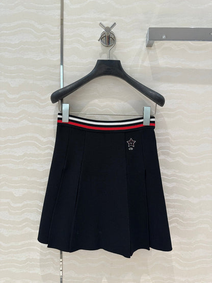 CD Sport Knitted Short Skirt Black Linen Silk