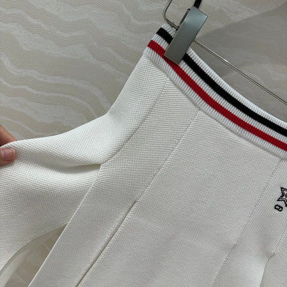 CD Sport Knitted Short Skirt White Linen Silk