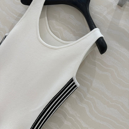 CD U-neck Large A-line Skirt White Viscose Polyamide
