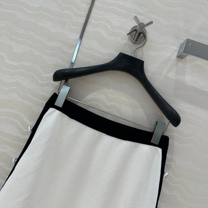 CD Knitted Skirt White Rayon Polyester