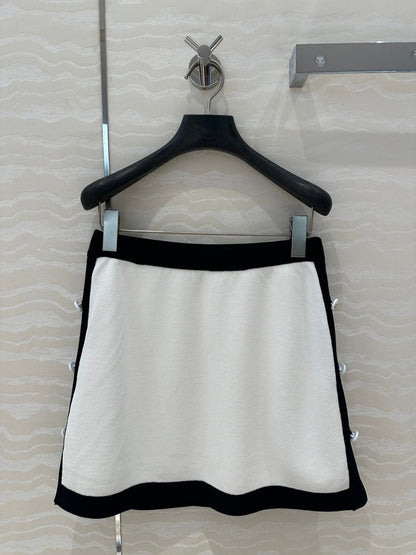 CD Knitted Skirt White Rayon Polyester