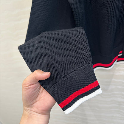 CD Knitted Zipper Jacket Black Rayon Polyester
