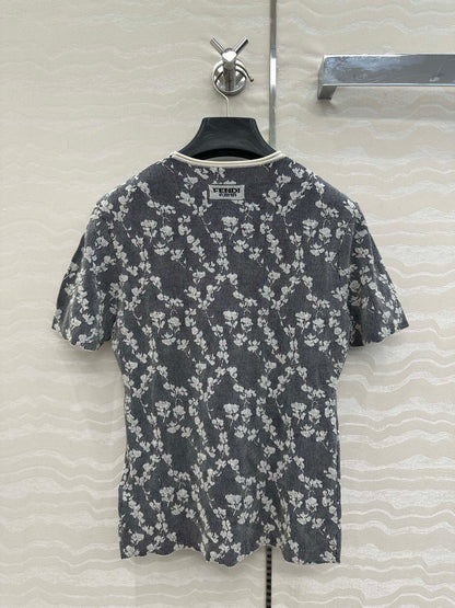 Fendi Knitted Top Dark Gray Cotton Viscose