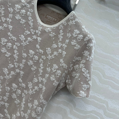 Fendi Knitted Top White Beige Cotton Viscose