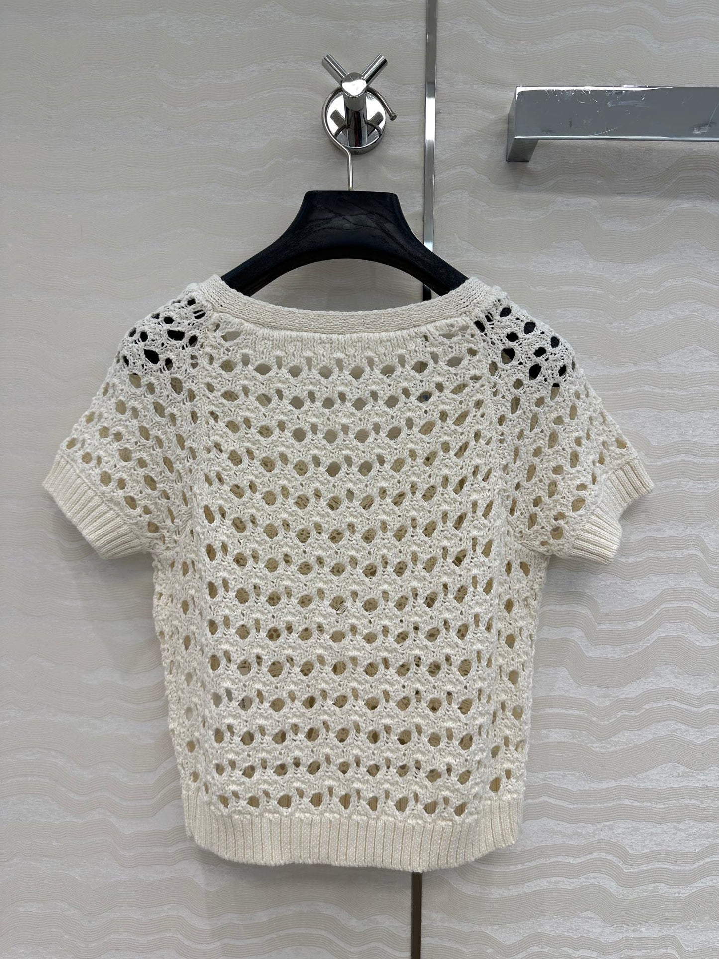 CD Butterfly Hollow Top White Cotton Washi