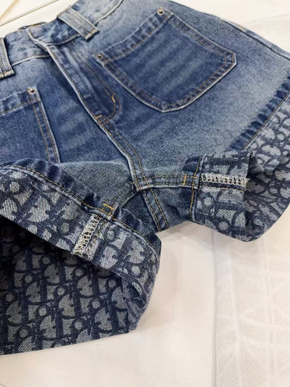 CD Rolled Denim Short Blue cotton