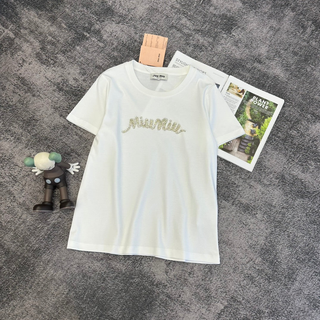 Miu SS26 Short-Sleeve T-Shirt Cotton 350689