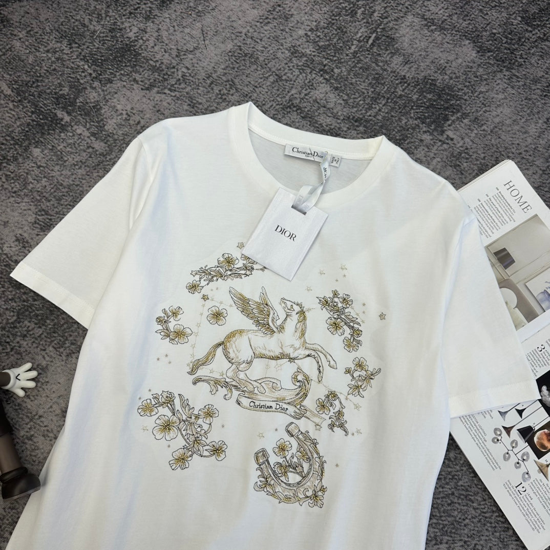 CD SS26 Pegasus Motif T-Shirt Cotton 350855