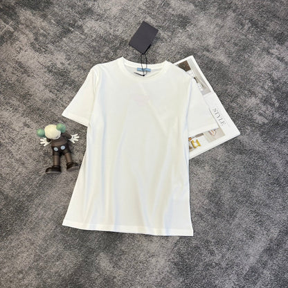 Prada Embroidered-Triangle Jersey T-shirt Cotton 350636