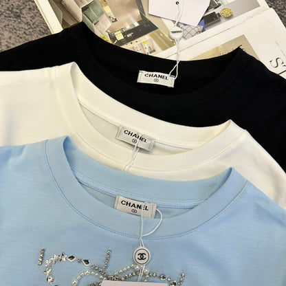 CC SS26 Crystal-Embellished Ribbon T-Shirt Cotton 350640