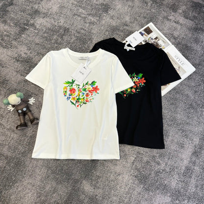 CD SS26 Short-Sleeve T-Shirt Floral Heart Cotton 350887
