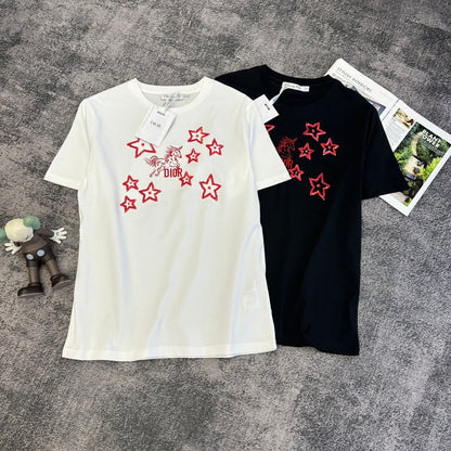 CD SS26 Embroidery Unicorn Stars T-shirt Cotton 350679