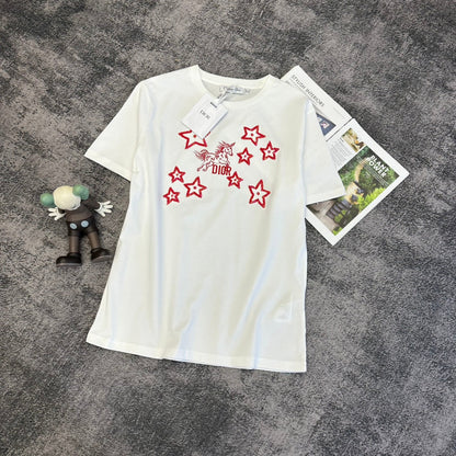 CD SS26 Embroidery Unicorn Stars T-shirt Cotton 350679