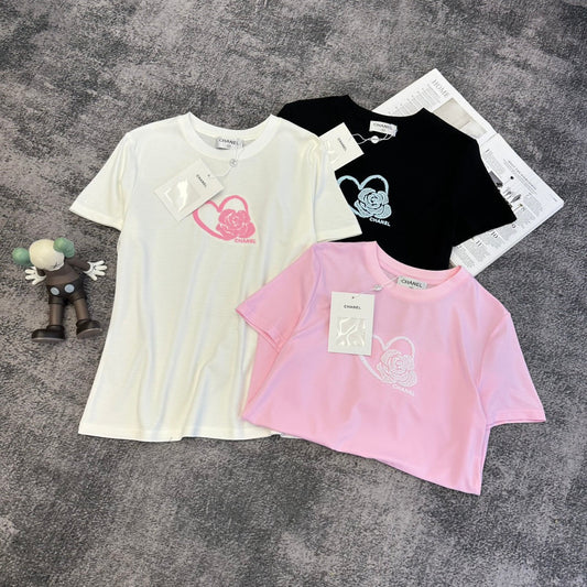 CC SS26 Heart & Camellia Logo T-shirt Cotton 350589
