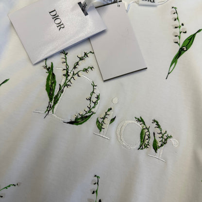 CD SS26 Lily Of The Valley T-Shirt White Cotton 350673