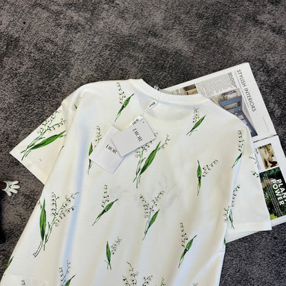 CD SS26 Lily Of The Valley T-Shirt White Cotton 350673