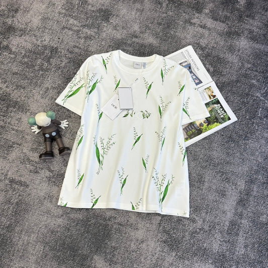 CD SS26 Lily Of The Valley T-Shirt White Cotton 350673
