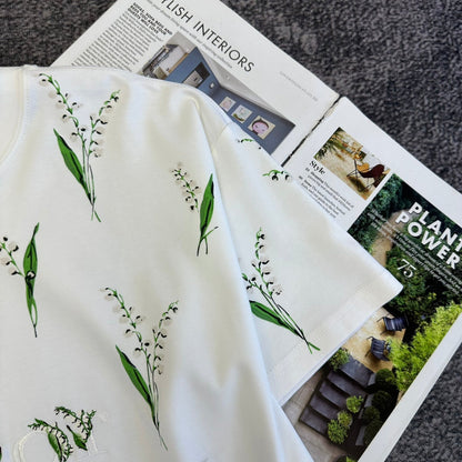 CD SS26 Lily Of The Valley T-Shirt White Cotton 350673