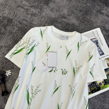 CD SS26 Lily Of The Valley T-Shirt White Cotton 350673