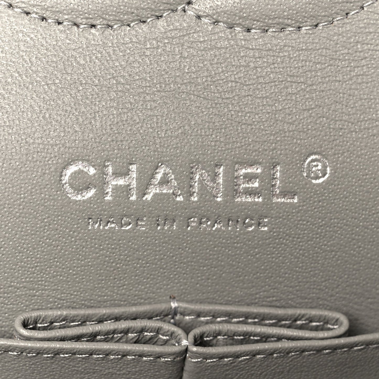Lambskin Quilted Medium Double Flap Grey