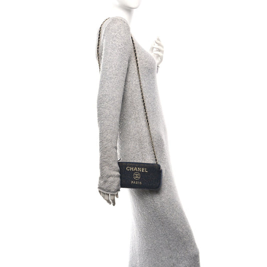 Canvas Small Deauville Clutch With Chain Navy