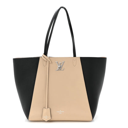 Calfskin Lockme Cabas Vanille Black