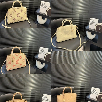LOUIS VUITTON PETIT PALAIS BICOLOR MONOGRAM EMPREINTE DOVE AND CREAM 28CM M58914