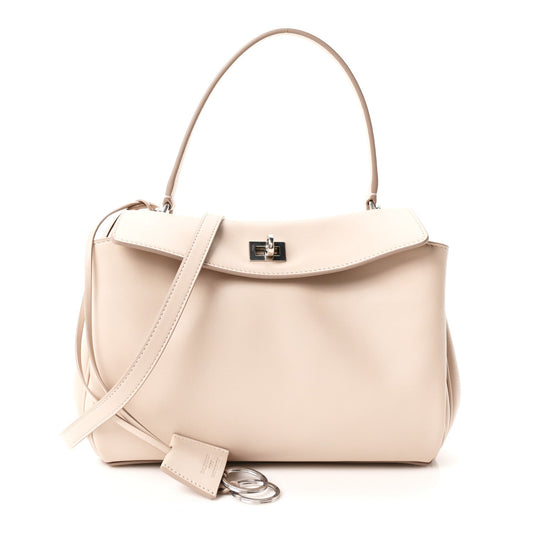 Natural Smooth Calfskin Small Rodeo Top Handle Handbag Almond