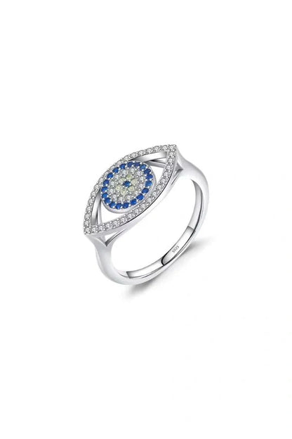 Silver Evil Eyes Ring