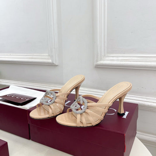 GG 26 High-Heeled Mules 85 Beige Patent Leather 587086